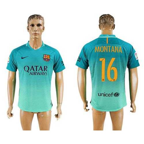 Barcelona #16 Montana Sec Away Soccer Club Jersey Barcelona #16 Montana Sec Away Soccer Club Jersey