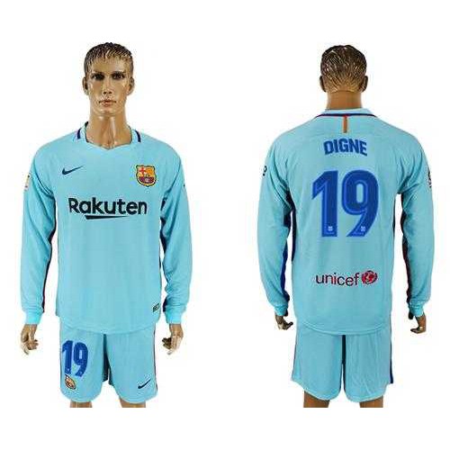 Barcelona #19 Digne Away Long Sleeves Soccer Club Jersey Barcelona #19 Digne Away Long Sleeves Soccer Club Jersey