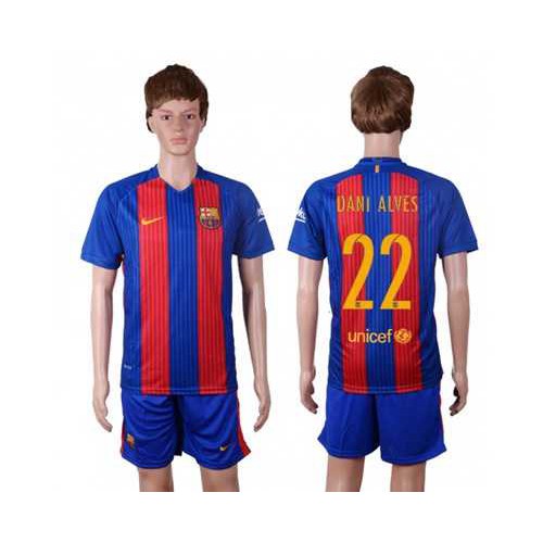 Barcelona #22 Dani Alves Home With Blue Shorts Soccer Club Jersey Barcelona #22 Dani Alves Home With Blue Shorts Soccer Club Jersey