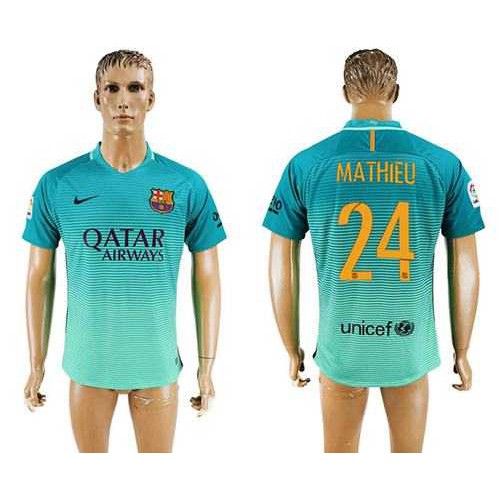 Barcelona #24 Mathieu Sec Away Soccer Club Jersey Barcelona #24 Mathieu Sec Away Soccer Club Jersey