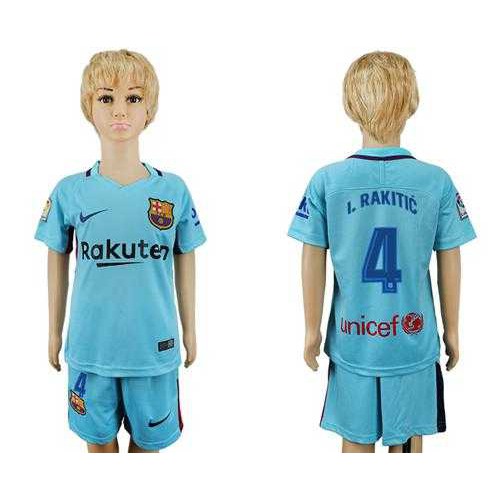 Barcelona #4 I.Rakitic Away Kid Soccer Club Jersey Barcelona #4 I.Rakitic Away Kid Soccer Club Jersey