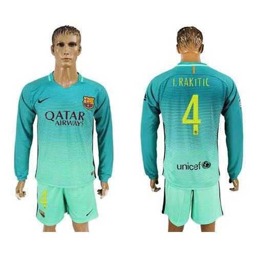 Barcelona #4 I.Rakitic Sec Away Long Sleeves Soccer Club Jersey Barcelona #4 I.Rakitic Sec Away Long Sleeves Soccer Club Jersey