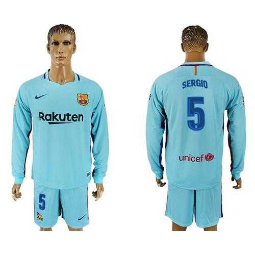 Barcelona #5 Sergio Away Long Sleeves Soccer Club Jersey Barcelona #5 Sergio Away Long Sleeves Soccer Club Jersey