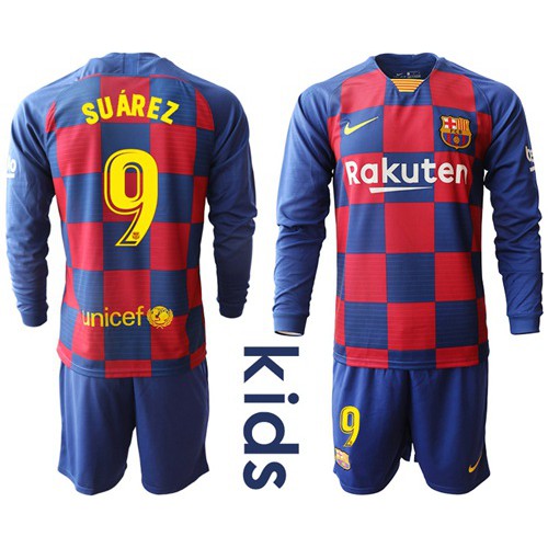 Barcelona #9 Suarez Home Long Sleeves Kid Soccer Club Jersey Barcelona #9 Suarez Home Long Sleeves Kid Soccer Club Jersey