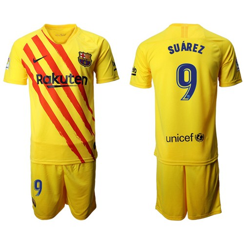 Barcelona #9 Suarez Yellow Soccer Club Jersey Barcelona #9 Suarez Yellow Soccer Club Jersey