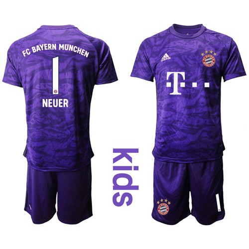 Bayern Munchen #1 Neuer Purple Goalkeeper Kid Soccer Club Jersey Bayern Munchen #1 Neuer Purple Goalkeeper Kid Soccer Club Jersey