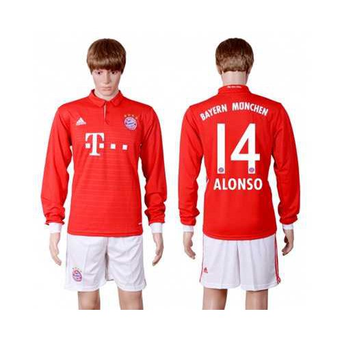 Bayern Munchen #14 Alonso Home Long Sleeves Soccer Club Jersey Bayern Munchen #14 Alonso Home Long Sleeves Soccer Club Jersey