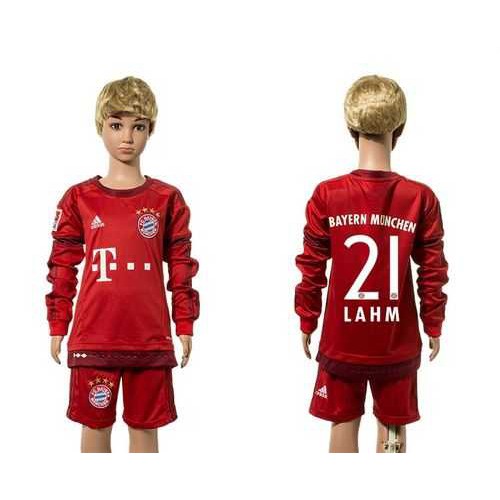 Bayern Munchen #21 Lahm Home Long Sleeves Kid Soccer Club Jersey Bayern Munchen #21 Lahm Home Long Sleeves Kid Soccer Club Jersey