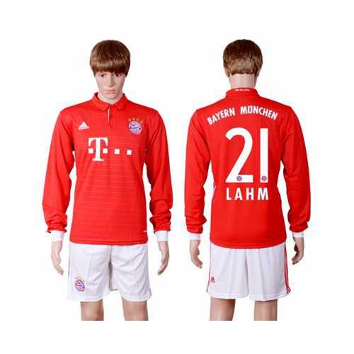 Bayern Munchen #21 Lahm Home Long Sleeves Soccer Club Jersey Bayern Munchen #21 Lahm Home Long Sleeves Soccer Club Jersey