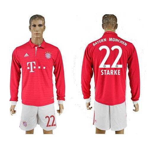 Bayern Munchen #22 Starke Home Long Sleeves Soccer Club Jersey Bayern Munchen #22 Starke Home Long Sleeves Soccer Club Jersey