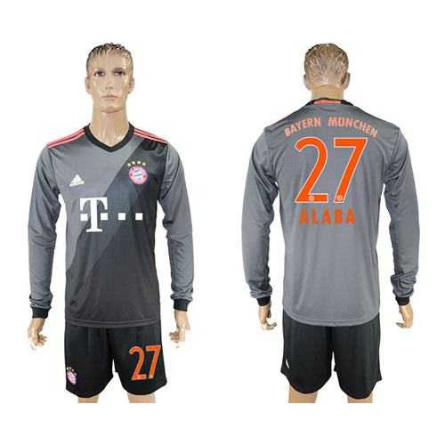 Bayern Munchen #27 Alaba Away Long Sleeves Soccer Club Jersey Bayern Munchen #27 Alaba Away Long Sleeves Soccer Club Jersey