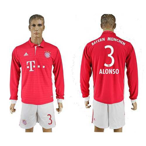 Bayern Munchen #3 Alonso Home Long Sleeves Soccer Club Jersey Bayern Munchen #3 Alonso Home Long Sleeves Soccer Club Jersey