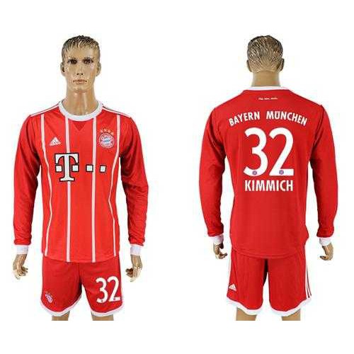 Bayern Munchen #32 Kimmich Home Long Sleeves Soccer Club Jersey Bayern Munchen #32 Kimmich Home Long Sleeves Soccer Club Jersey