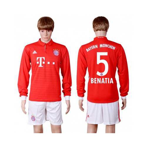 Bayern Munchen #5 Benatia Home Long Sleeves Soccer Club Jersey Bayern Munchen #5 Benatia Home Long Sleeves Soccer Club Jersey