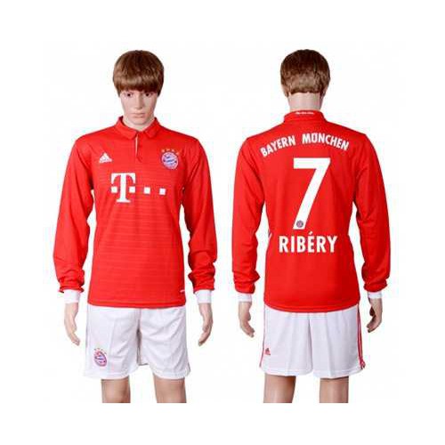 Bayern Munchen #7 Ribery Home Long Sleeves Soccer Club Jersey Bayern Munchen #7 Ribery Home Long Sleeves Soccer Club Jersey