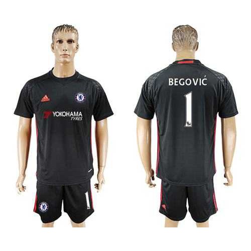 Chelsea #1 Begovic Black Goalkeeper Soccer Club Jersey Chelsea #1 Begovic Black Goalkeeper Soccer Club Jersey