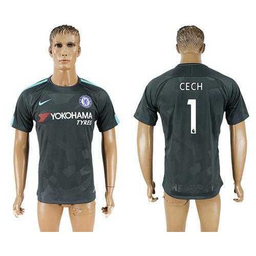 Chelsea #1 Cech Black Soccer Club Jersey Chelsea #1 Cech Black Soccer Club Jersey