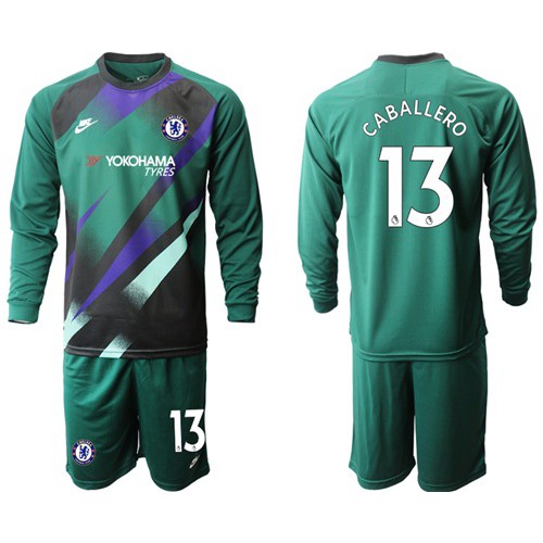 Chelsea #13 Caballero Green Goalkeeper Long Sleeves Soccer Club Jersey Chelsea #13 Caballero Green Goalkeeper Long Sleeves Soccer Club Jersey