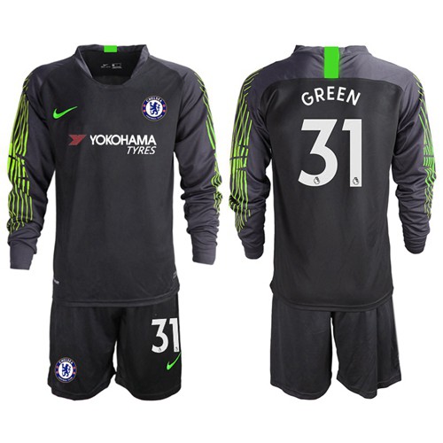 Chelsea #31 Green Black Goalkeeper Long Sleeves Soccer Club Jersey Chelsea #31 Green Black Goalkeeper Long Sleeves Soccer Club Jersey