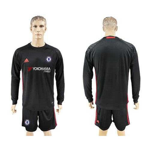 Chelsea Blank Black Goalkeeper Long Sleeves Soccer Club Jersey Chelsea Blank Black Goalkeeper Long Sleeves Soccer Club Jersey