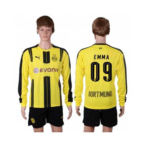 Dortmund #09 EMMA Home Long Sleeves Soccer Club Jersey Dortmund #09 EMMA Home Long Sleeves Soccer Club Jersey