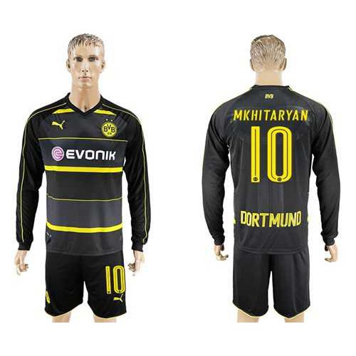 Dortmund #10 Mkhitaryan Away Long Sleeves Soccer Club Jersey Dortmund #10 Mkhitaryan Away Long Sleeves Soccer Club Jersey