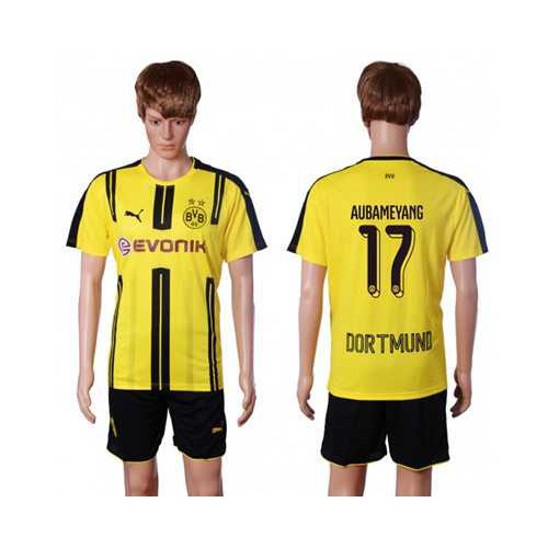 Dortmund #17 Aubameyang Home Soccer Club Jersey Dortmund #17 Aubameyang Home Soccer Club Jersey