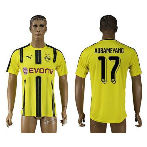 Dortmund #17 Aubameyang Home Soccer Club Jersey Dortmund #17 Aubameyang Home Soccer Club Jersey