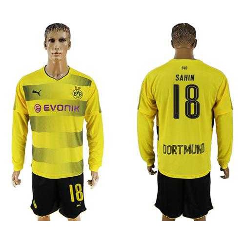 Dortmund #18 Sahin Home Long Sleeves Soccer Club Jersey Dortmund #18 Sahin Home Long Sleeves Soccer Club Jersey