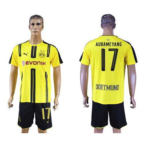 Dortmund #17 Aubameyang Home Soccer Club Jersey Dortmund #17 Aubameyang Home Soccer Club Jersey