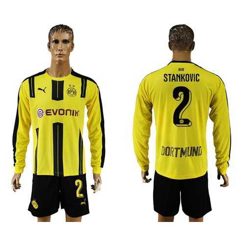 Dortmund #2 Stankovic Home Long Sleeves Soccer Club Jersey Dortmund #2 Stankovic Home Long Sleeves Soccer Club Jersey