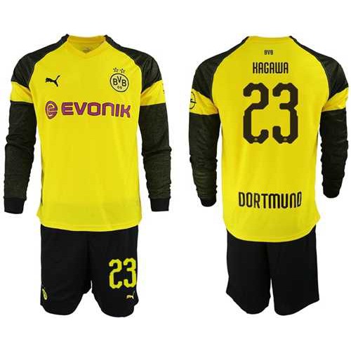 Dortmund #23 Kagawa Home Long Sleeves Soccer Club Jersey Dortmund #23 Kagawa Home Long Sleeves Soccer Club Jersey