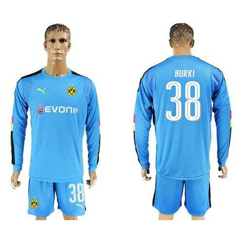 Dortmund #38 Burki Blue Long Sleeves Goalkeeper Soccer Club Jersey Dortmund #38 Burki Blue Long Sleeves Goalkeeper Soccer Club Jersey