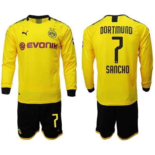 Dortmund #7 Sancho Home Long Sleeves Soccer Club Jersey Dortmund #7 Sancho Home Long Sleeves Soccer Club Jersey