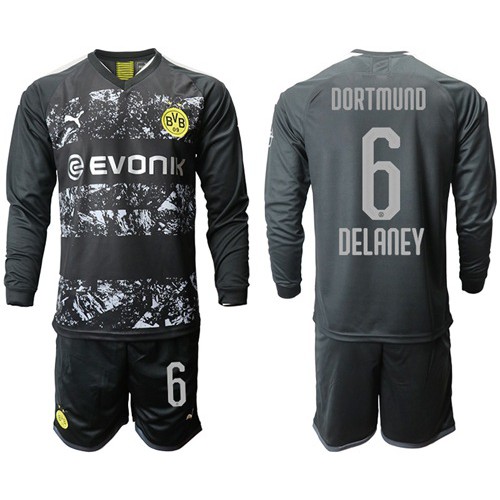 Dortmund #6 Delaney Away Long Sleeves Soccer Club Jersey Dortmund #6 Delaney Away Long Sleeves Soccer Club Jersey