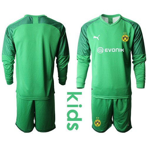 Dortmund Blank Green Goalkeeper Long Sleeves Kid Soccer Club Jersey Dortmund Blank Green Goalkeeper Long Sleeves Kid Soccer Club Jersey