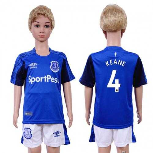 Everton #4 Keane Home Kid Soccer Club Jersey Everton #4 Keane Home Kid Soccer Club Jersey