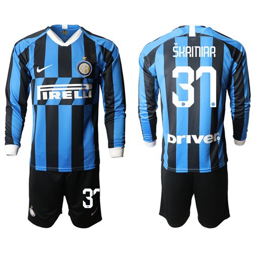 Inter Milan #37 Skriniar Home Long Sleeves Soccer Club Jersey Inter Milan #37 Skriniar Home Long Sleeves Soccer Club Jersey