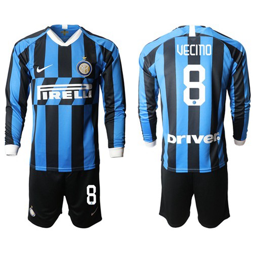 Inter Milan #8 Vecino Home Long Sleeves Soccer Club Jersey Inter Milan #8 Vecino Home Long Sleeves Soccer Club Jersey