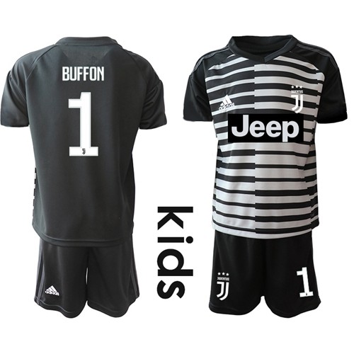 Juventus #1 Buffon Black Goalkeeper Kid Soccer Club Jersey Juventus #1 Buffon Black Goalkeeper Kid Soccer Club Jersey