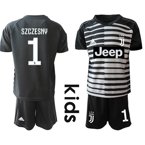Juventus #1 Szczesny Black Goalkeeper Kid Soccer Club Jersey Juventus #1 Szczesny Black Goalkeeper Kid Soccer Club Jersey