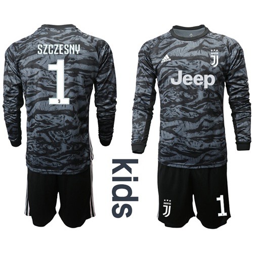 Juventus #1 Szczesny Black Goalkeeper Long Sleeves Kid Soccer Club Jersey Juventus #1 Szczesny Black Goalkeeper Long Sleeves Kid Soccer Club Jersey