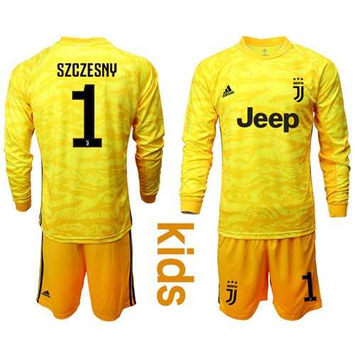 Juventus #1 Szczesny Yellow Goalkeeper Long Sleeves Kid Soccer Club Jersey Juventus #1 Szczesny Yellow Goalkeeper Long Sleeves Kid Soccer Club Jersey