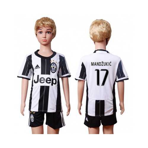 Juventus #17 Mandzukic Home Kid Soccer Club Jersey Juventus #17 Mandzukic Home Kid Soccer Club Jersey