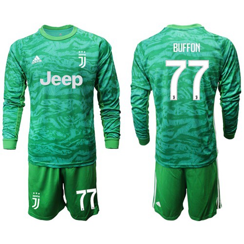 Juventus #77 Buffon Green Goalkeeper Long Sleeves Soccer Club Jersey Juventus #77 Buffon Green Goalkeeper Long Sleeves Soccer Club Jersey
