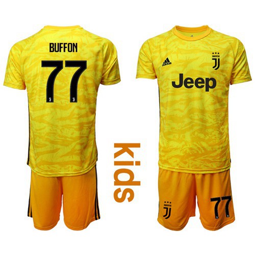 Juventus #77 Buffon Yellow Goalkeeper Kid Soccer Club Jersey Juventus #77 Buffon Yellow Goalkeeper Kid Soccer Club Jersey