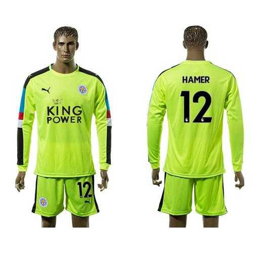 Leicester City #12 Hamer Shiny Green Goalkeeper Long Sleeves Soccer Club Jersey Leicester City #12 Hamer Shiny Green Goalkeeper Long Sleeves Soccer Club Jersey