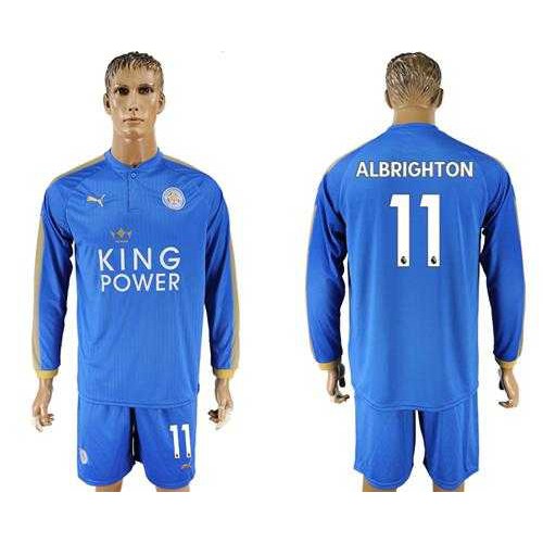 Leicester City #11 Albrighton Home Long Sleeves Soccer Country Jersey Leicester City #11 Albrighton Home Long Sleeves Soccer Country Jersey