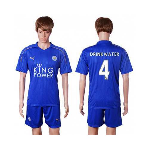Leicester City #4 Drinkwater Home Soccer Club Jersey Leicester City #4 Drinkwater Home Soccer Club Jersey
