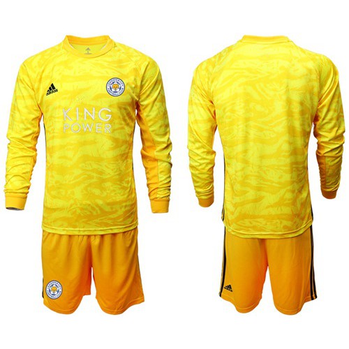 Leicester City Blank Yellow Goalkeeper Long Sleeves Soccer Club Jersey Leicester City Blank Yellow Goalkeeper Long Sleeves Soccer Club Jersey